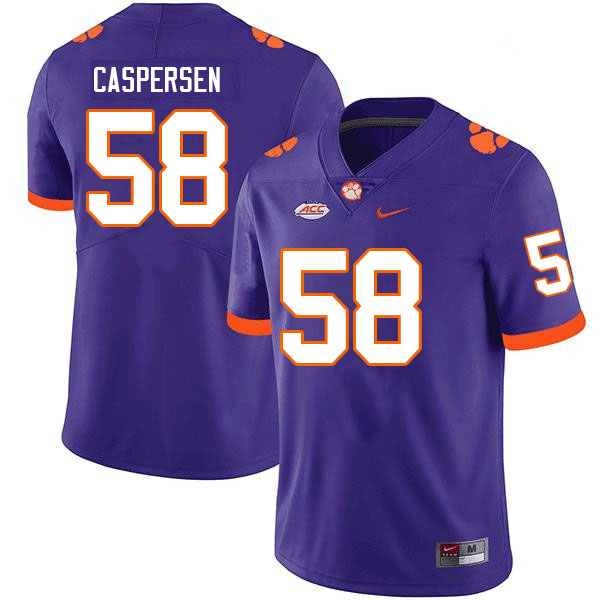 Men #58 Holden Caspersen Clemson Tigers College Football Jerseys Sale-Purple